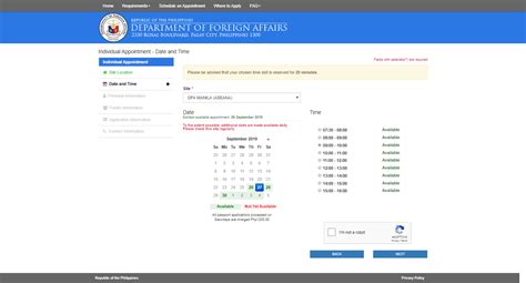 dfa online appointment individual